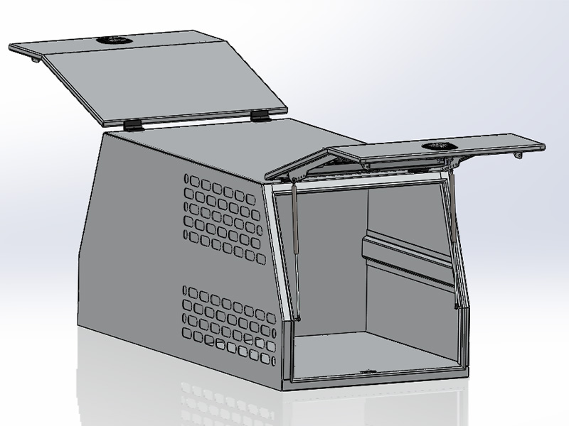 dog crate drawing that is open